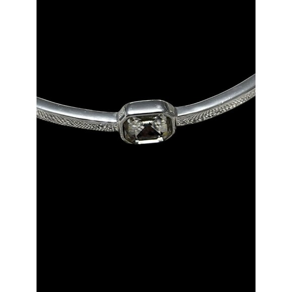 Nine West Silver-Tone 3-Piece Bangle Bracelet Set With Rhinestone Accents - Picture 3 of 5